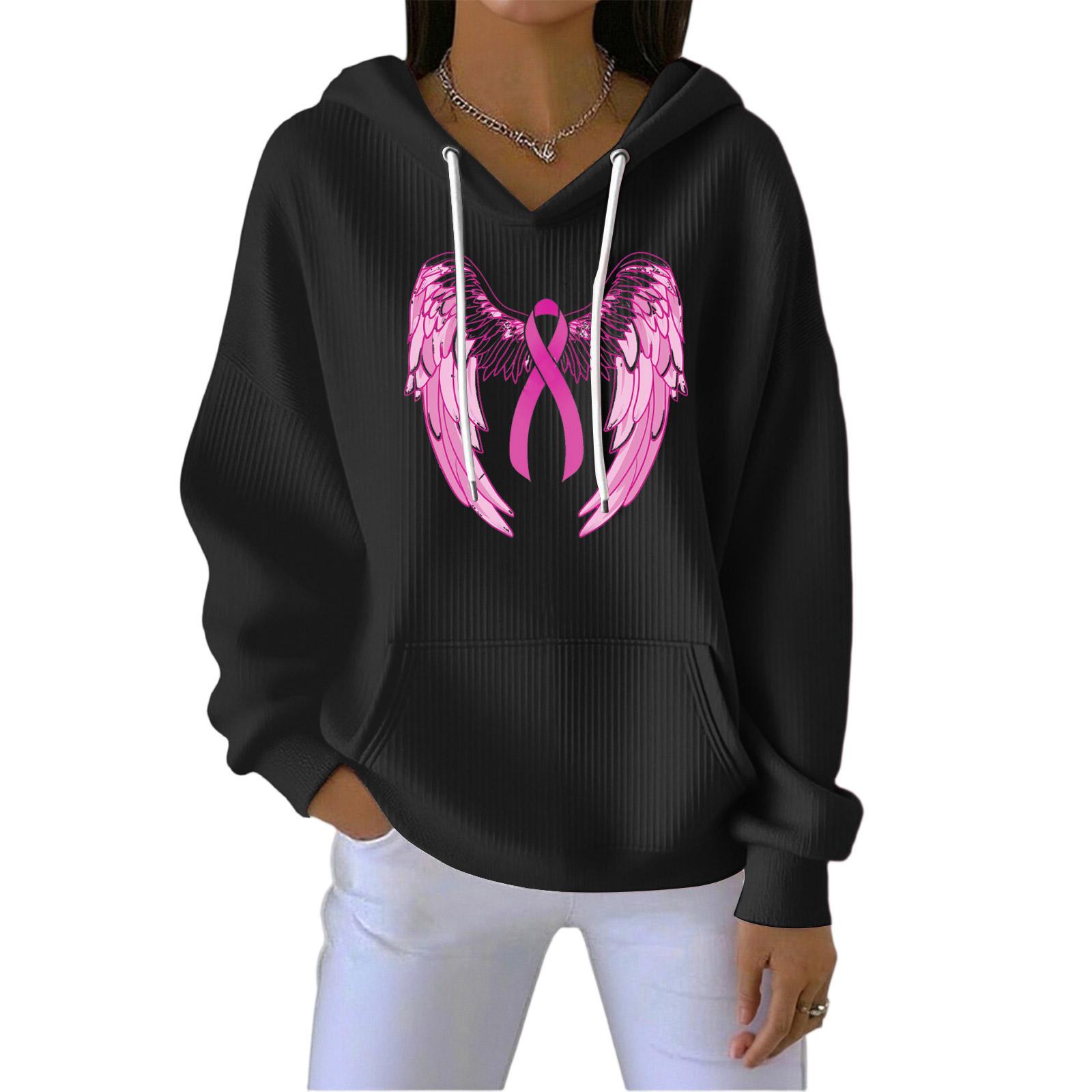 

Женская мода Повседневный пуловер с принтом ангела Спортивная толстовка с длинным рукавом L чёрный