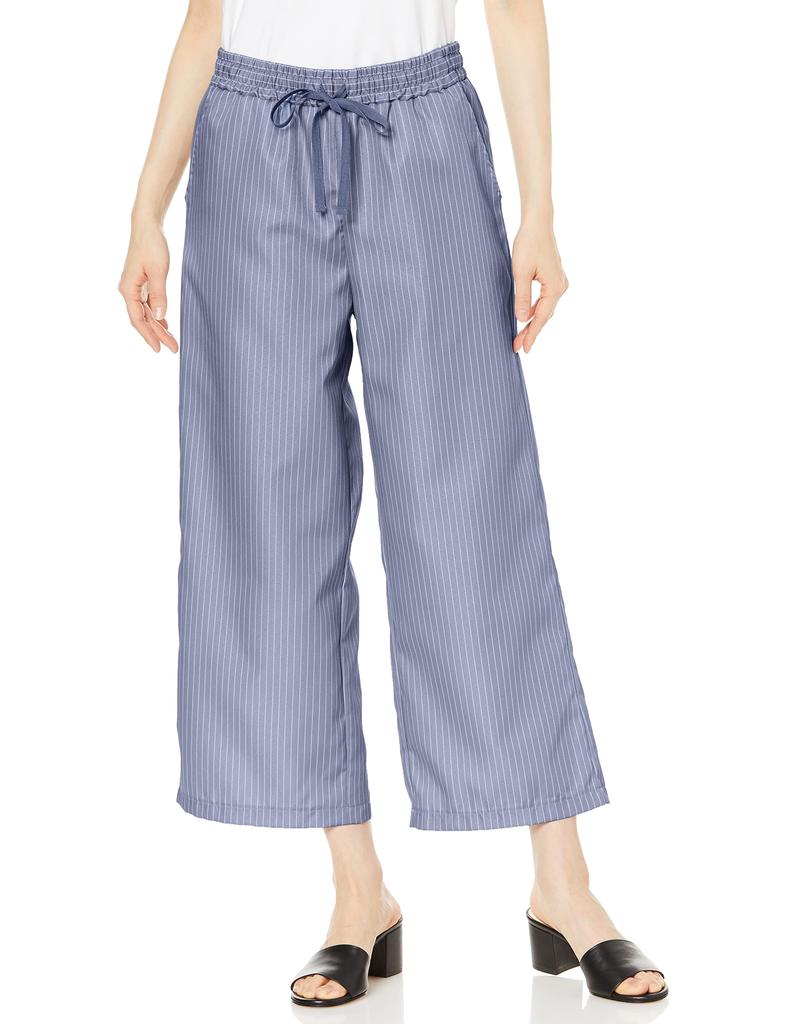 Atsugi COMFORT Cropped Striped Smoke Size LL Semi-Wide Leggings, Women's, SPK1963, Blue,