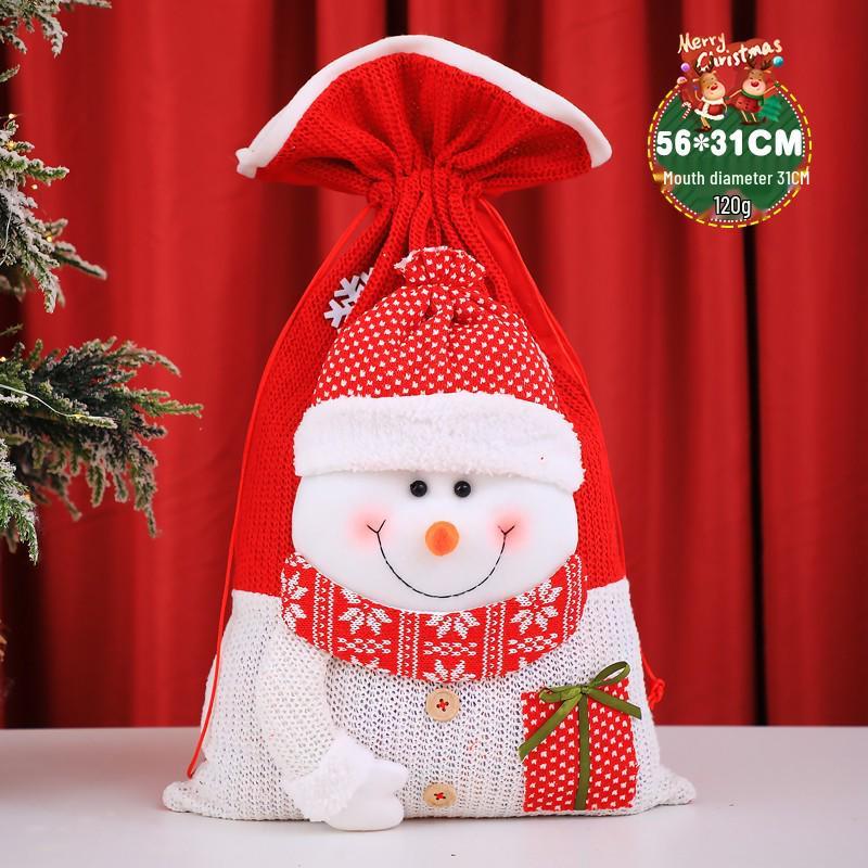 Three-Dimensional Santa Claus Burlap Backpack Candy Bag - Large Christmas Gift Decoration