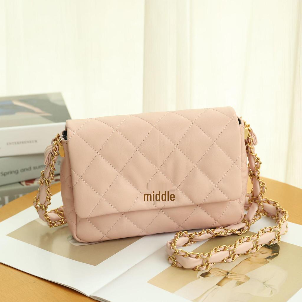 Chic Calfskin Mini Bag - Diamond Pattern Chain Crossbody