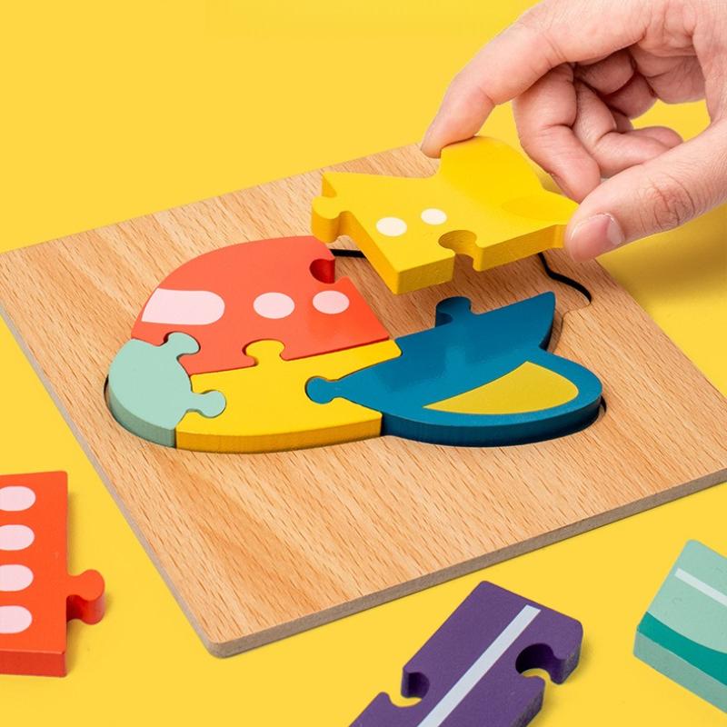 1PC Toddler Puzzles Set , Wooden Puzzles for Kids  Educational Animal Shape Color Matching Game & Color Toys Early Learning Preschool Educational Gift