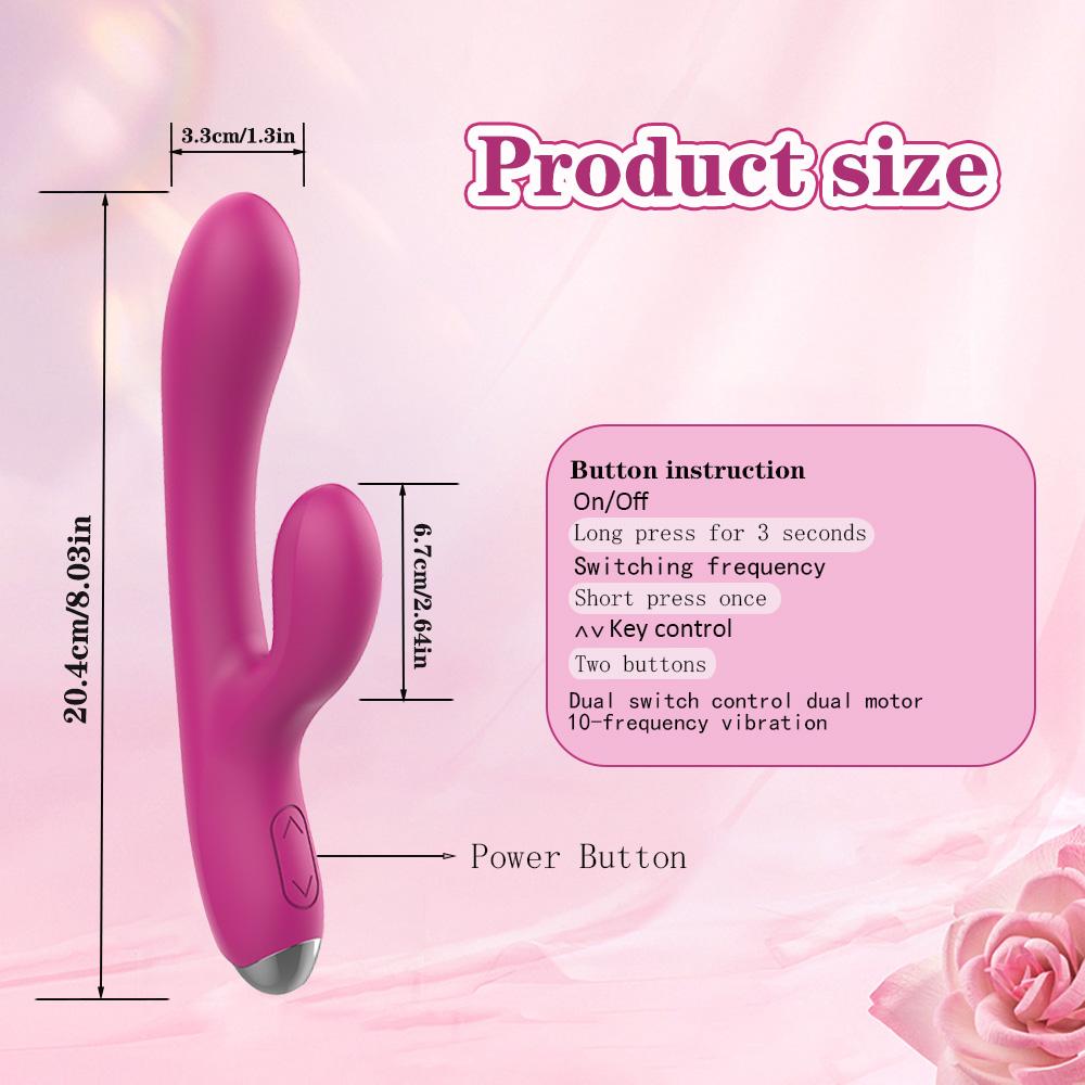 Rabbit Vibrator for Women Clitoris Stimulator Silicone G-spot Powerful 2 in 1 Dildo Female Masturbation Waterproof Sex Toys Adult Goods Insert Dildo