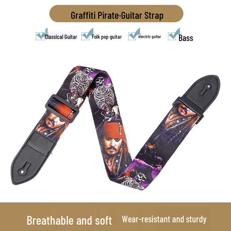 Polyester Printed Guitar/Bass Strap: Widened, Thickened, Punch-Free for Boys & Girls