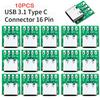 10Pcs USB 3.1 Type C Connector 16 Pin Test PCB Board Adapter 16P Connector Socket For Data Line Wire Cable Transfer