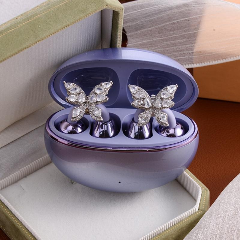 Luxurious Rhinestones Studded Bows Earphone Clip Copper Alloy Universal Decoration for freeclip Headphones