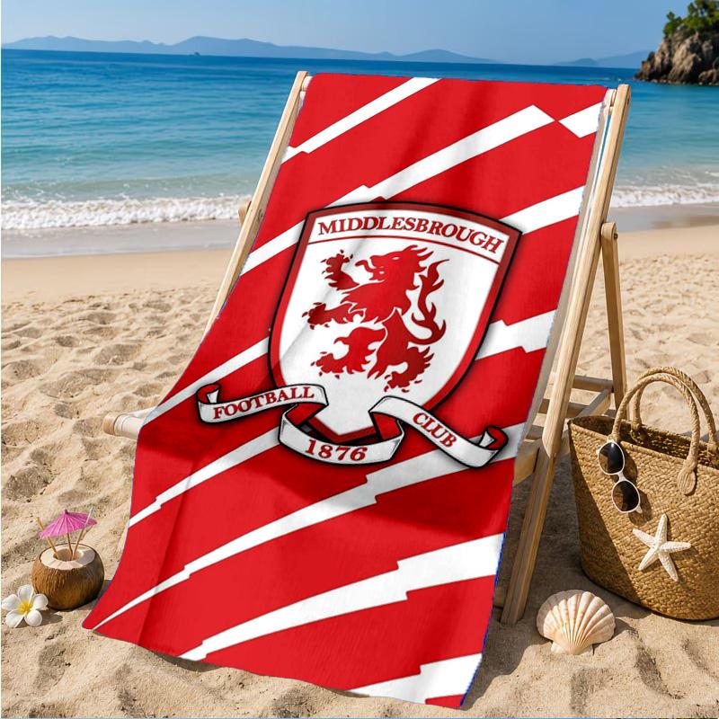 Football Club Emblem Printed Microfiber Beach Towel, Soft And Absorbent, Quick-Dry, Ideal for Summer Travel, Beach Essential, Swimming Pool
