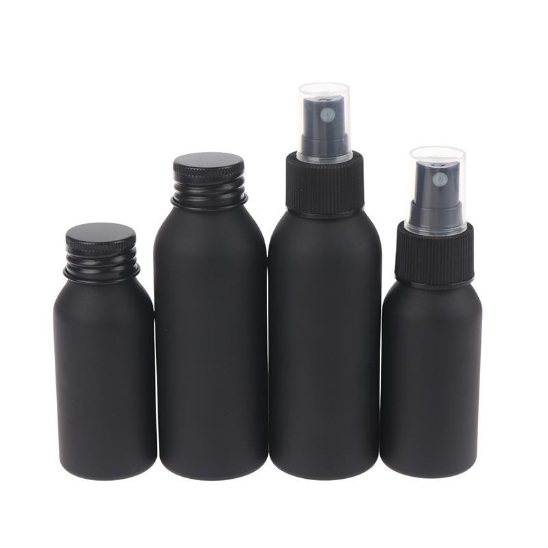 40Ml-250Ml Black Frosted Aluminum Bottle With Cap Perfume Lotion Cosmetic Toner Water Bottle Travel Protable Refillable Bottle
