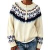 Women's Cardigan Sweater Round Neck Button Up Retro Loose Fit Knit Coat for Fall Winter