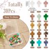 30 Pcs Gemstone Cross Beads Small Cross Crystal Stone Beads Turquoise Cross Beads Small Cross Crucifix Charms for Easter Holiday Bracelet Necklace