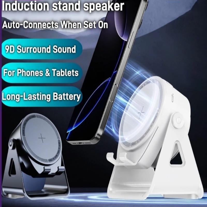 Bluetooth Wireless Induction Speaker Phone Holder Rgb & Rotating 360° With Power Bank