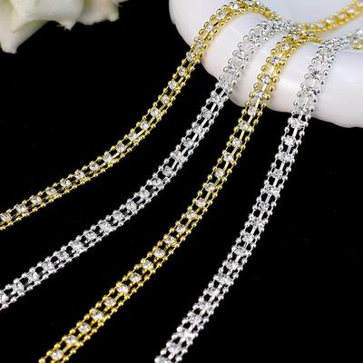 Strasssteinkette 10 Yards Diamantbesatz Fransen Kristall Tasche Hut Zubehör DIY Basteldekoration Geschenk Strassband Metallkette