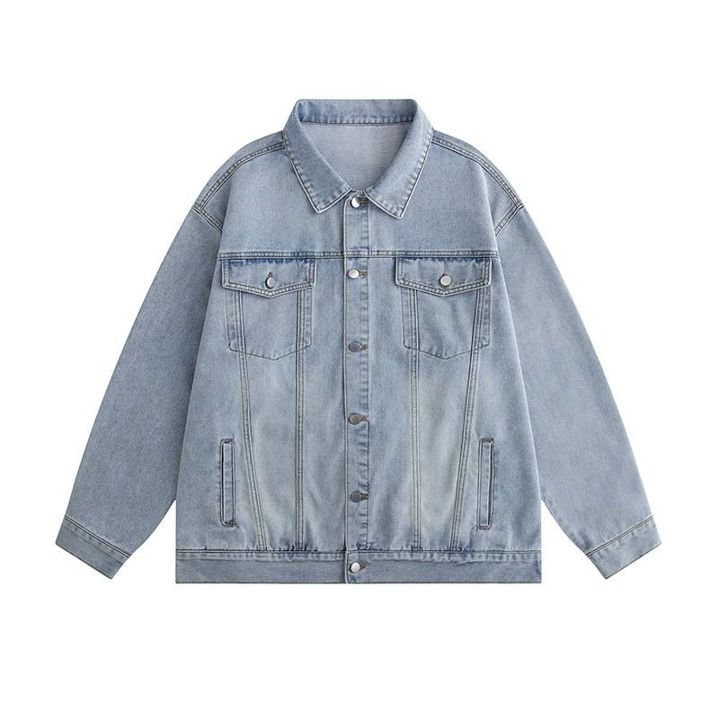 Herre Afslappet Pasform Denimjakke Efterår Afslappet Ydertøj I Vasket Blå Sort Brun Vintage Stil