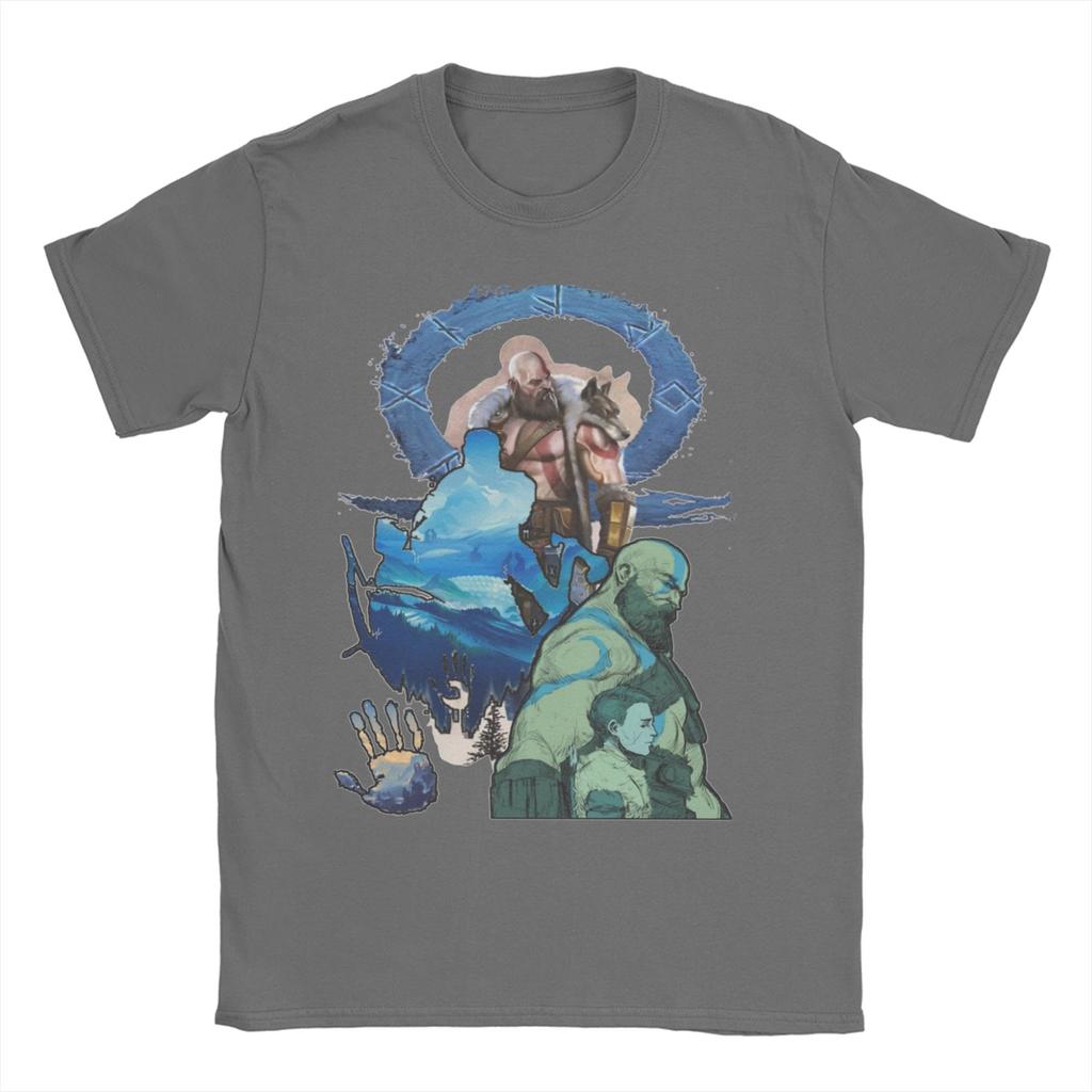 Męska Damska Koszulka Gra God Of War Kratos Vintage Czysta Bawełna Koszulka Krótki Rękaw Koszulki Okrągły Dekolt Ubrania Lato