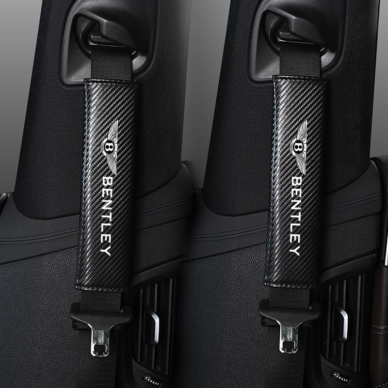 

2/4Pcs Carbon Fiber Car Headrest Seat Belt Protection Cover For Bentley Flying Spur Continental GT Bentayga Mulsanne Accessories