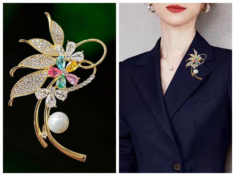 

Роскошная брошь с цветочным цирконом: Универсальный женский модный аксессуар