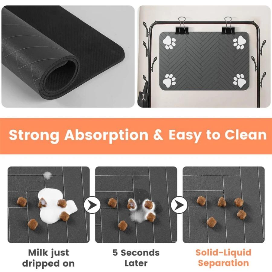 Pet Feeding Pet Placemat for Food and Water Bowl with Waterproof Rubber Backing Quick Dry Water Mat for Dog Cat