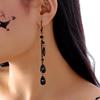 Halloween Punk Crystal Black Blood Drop Pendant Tassel Chain Earrings Hook for Women Party Minimalist Gift Wholesale Jewelry