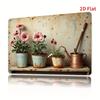 Vintage Floral Metal Tin Sign    Rustic Wall Decor with Pink Daisies  Watering Can for Home Bedroom Restaurant