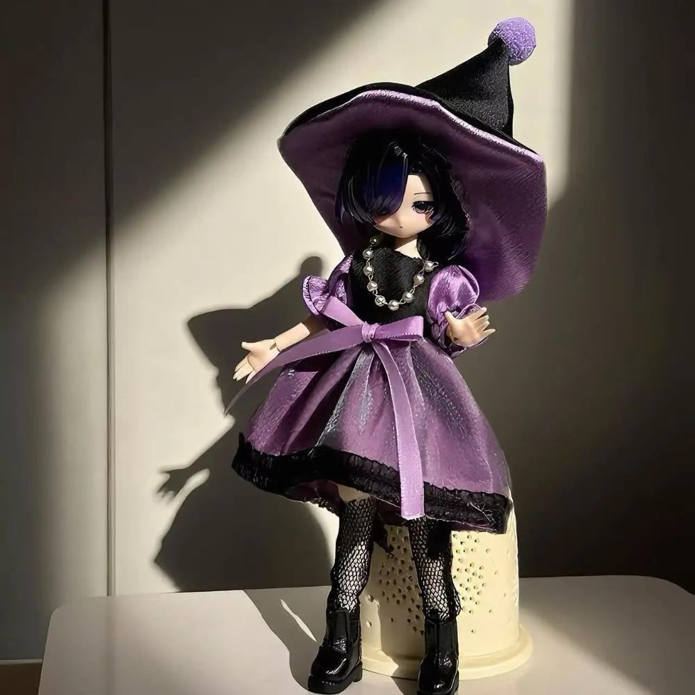 For 1/8 1/12 OB11 BJD Doll Clothes Set - Winter Plush Maid Outfit Cute Warm Doll Dress Up Accessories (Only Clothes)