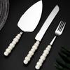 Edelstahl-Besteckset mit Griff, Kuchenmesser, Gabel und Spatel, rostbeständiges Besteck für Nachmittagstee, Hochzeiten und Partys