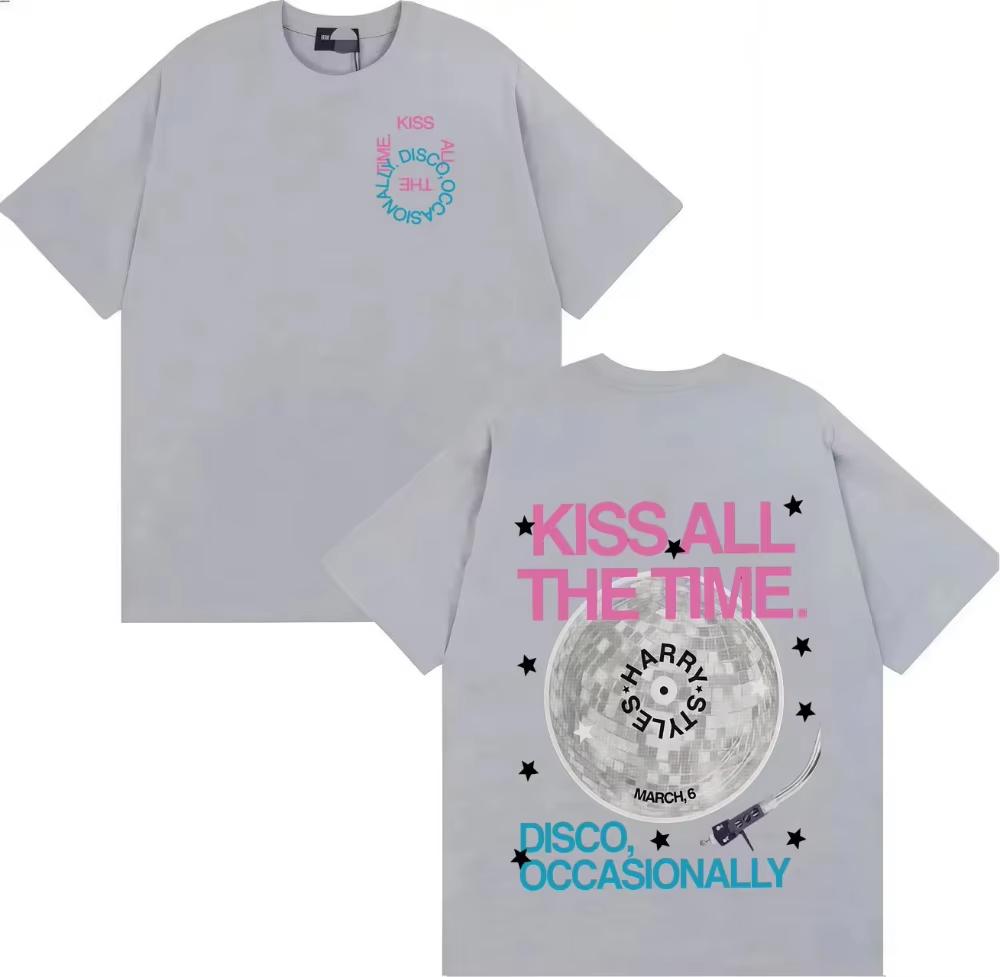 Vintage Loose Streetwear Short Sleeve T-Shirt For Men With Disco Fashion Harry Styles Kiss All The Time 2026 Print T-Shirt