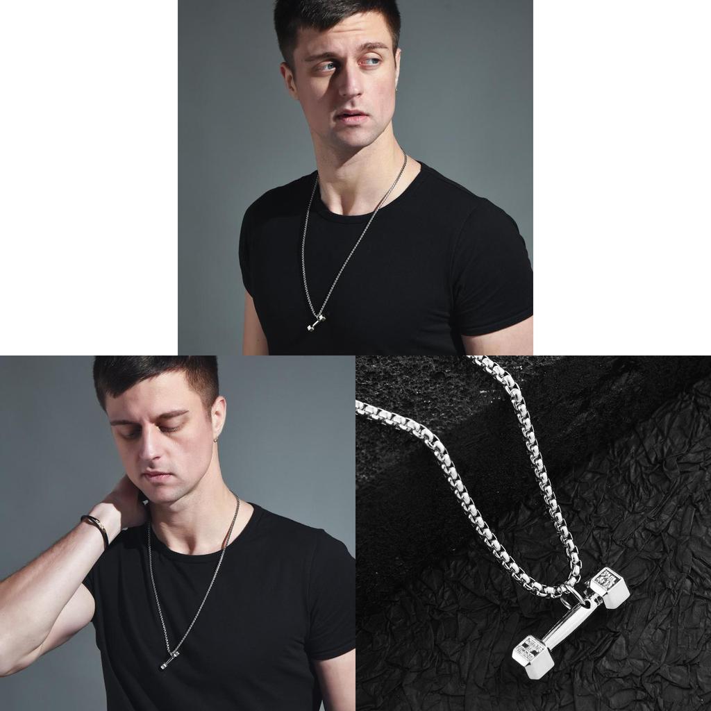 Collier Homme en Acier Titane Avec Pendentif et Chaîne à Perles Pour un Usage Décontracté