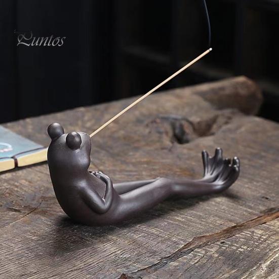 Incense Stick Holder Decorative Frog Incense Holder Incense Burner Ash Catcher for Aromatherapy Yoga Meditation Stress Anxiety Relief