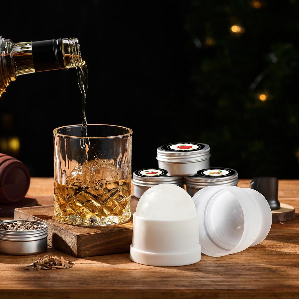 Cocktail Smoker Kit with Apple Cherry Oak Pecan Wood Chips Whiskey Wooden Smoked Wood Hood Smoker for Bar Drinks Kitchen Tools