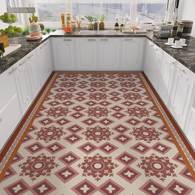 Home Kitchen Anti-oil Anti-slip Carpet PVC Leather Entrance Rugs Large Area Balcony Carpets Modern Living Room Decoration Rug