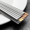 1 Pair New Korean Stainless Steel Titanium Plating Gold Rose Gold flat Chop Sticks Sushi Hashi Chopstick Portable Tableware