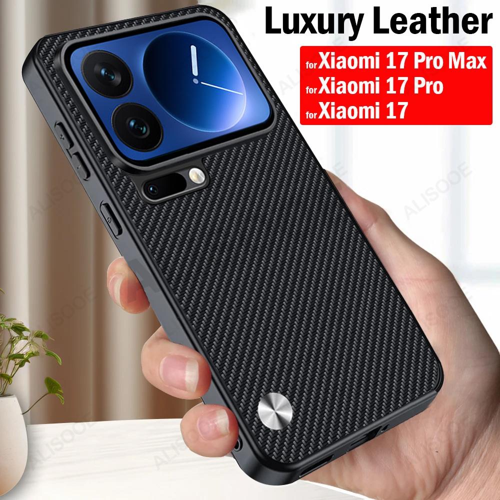 Leather Funda for Xiaomi 17 Case for Xiaomi 17 Pro Max Luxury Fiber Texture PU-Leather Protection Capa Cover