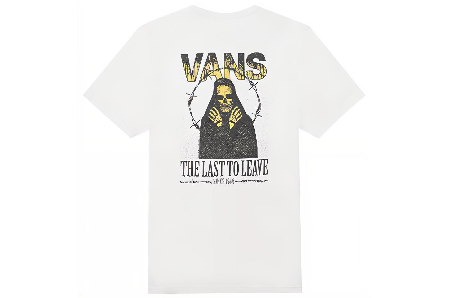 Vans T Shirts Unisex White Crew Neck Moderate Straight Fit VN0A4P5AWHT L