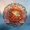 Autumn Celtic Wind Spinner 10 Inch 2D Metal Art Garden Decor Rotating Hook Vibrant Colors Geometric Pattern Indoor Outdoor Housewarming Gift