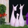 Lucky Deer Statue Family Piano Finish Ceramic Figures Deer Couple showpiece Decorative Showpiece - 25 cm  (Polyresin, Pink)