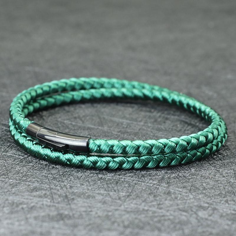 New In 4mm Keel Rope Bracelet For Men Stainless Steel Luxe Braclet Homme Press Lock Clasp Cord Macrame Braslet Pulsera Tela Gift
