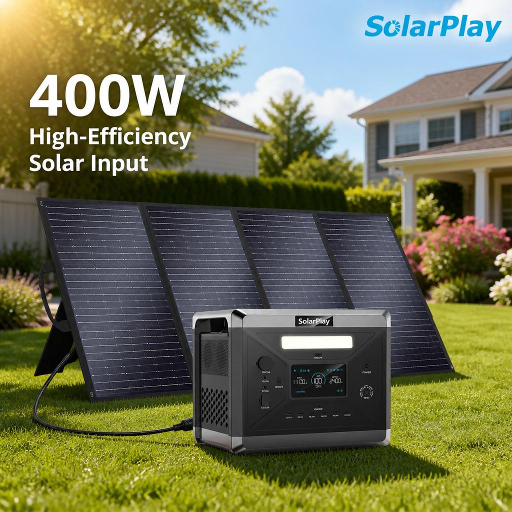 Solarplay 2400W Portable Power Station 2160Wh Solar Generator Certified Home Backup 30% ITC Eligible Kit