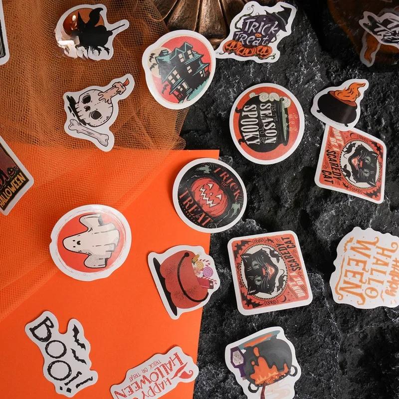 46pcs Halloween Sticker Pack DIY Material Decorative Stationery Album Diary Cup Notebook Mobile Phone Toy Scrapbook