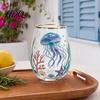 Hand-painted Glass Cup Hand Painted Tumbler Egg Shaped with Gold Rim Clear