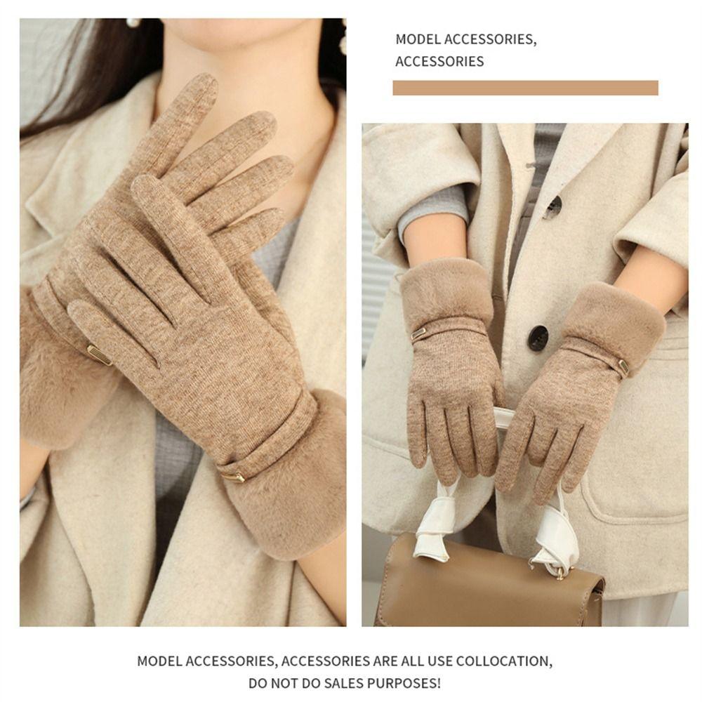 Verdickte Plüsch-Fingerhandschuhe Wildleder Radfahren Fahrhandschuhe Mode Warme Handschuhe für Damen