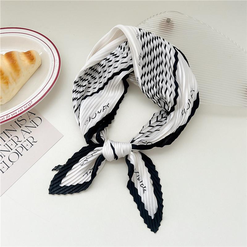 70cm Crumpled Scarf Kerchief Print Square Scarves Women DIY Hair Band Ribbon Headscarf Bandanas Headband Neck Wraps Neckerchief
