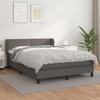 Exclusive House - Bed Slat Base with Grey 140x200 Cm Faux Leather Mattress