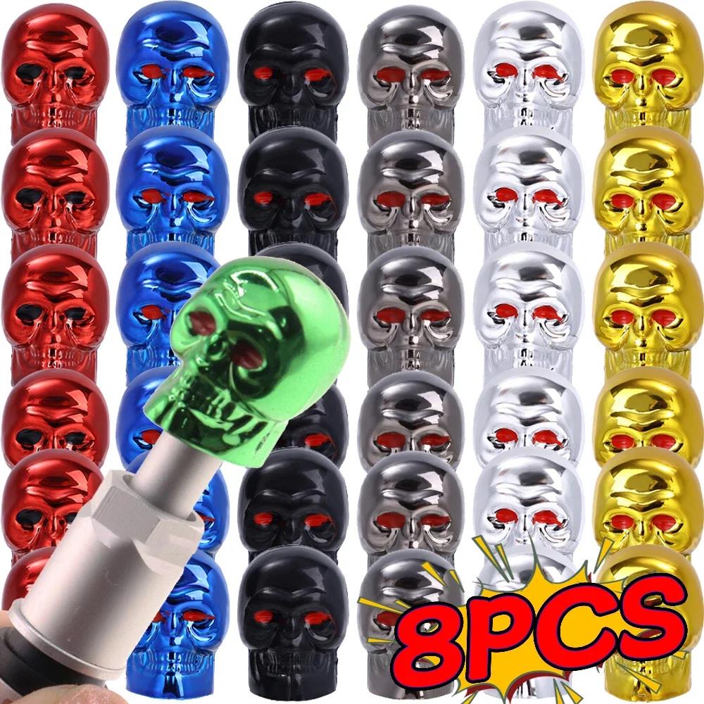 1-8pcs Universal Car Skull Style Antirust Copper Core Motorcycle Bike Car Wheel Tyre Tires Valve Stem Caps Exterior Accessories Stem Caps1