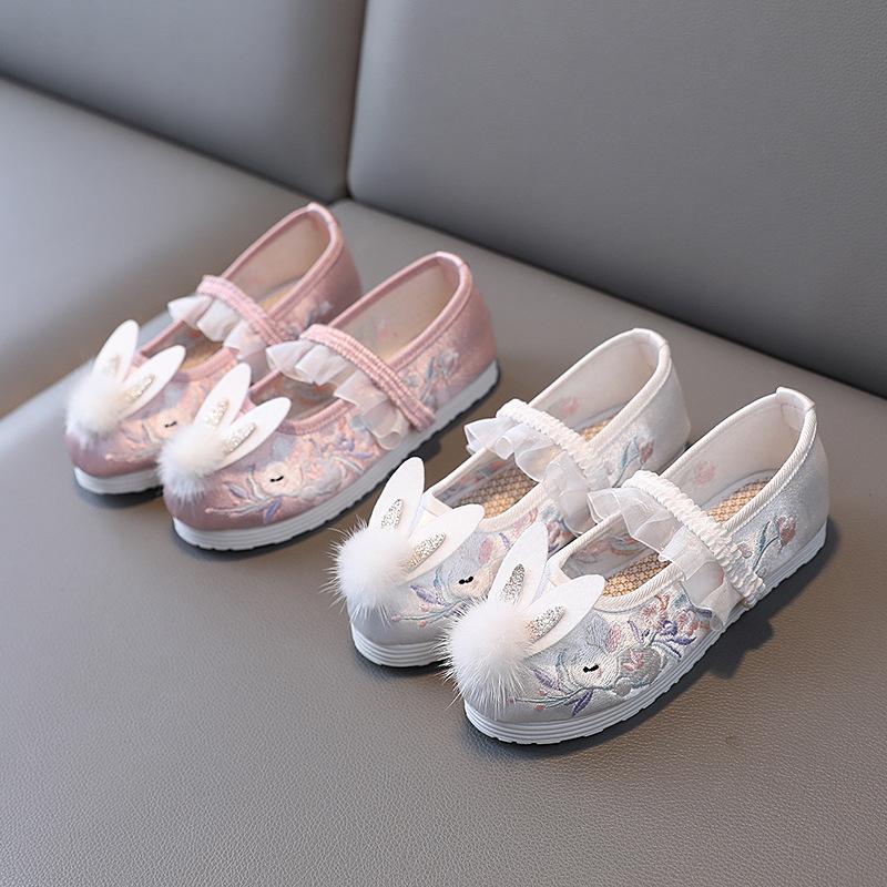 [Sleeping Rabbit] Chinese Style Children's Hanfu Shoes Embroidered Shoes Baby Handmade Cloth Shoes Ancient Girls Dance Shoes