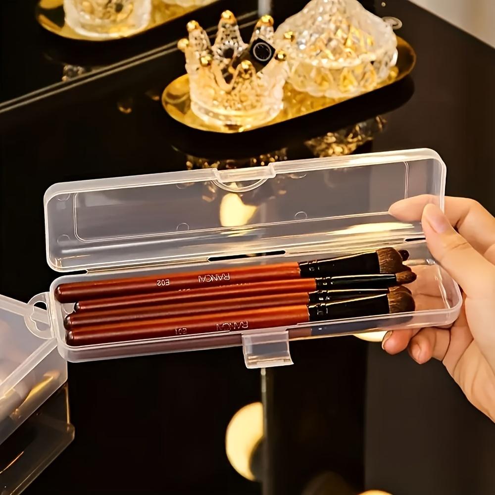 Transparent Flip Portable Storage Box Eyebrow Pencil Toothbrush Storage Box Travel Makeup Brush Storage Container