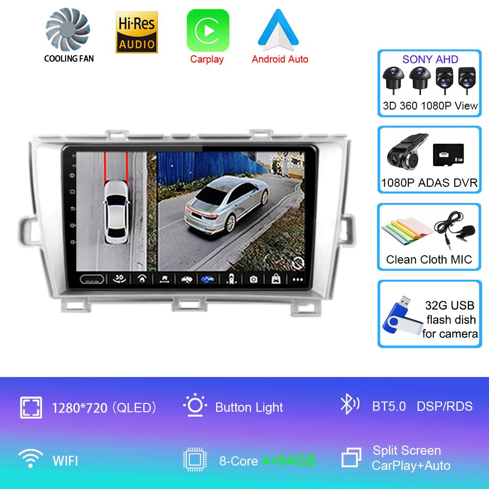 Car Radio Android 14 Carplay For Toyota Prius 3 XW30 2009 - 2015 LHD RHD Multimedia Video Player Navigation GPS Stereo Head Unit
