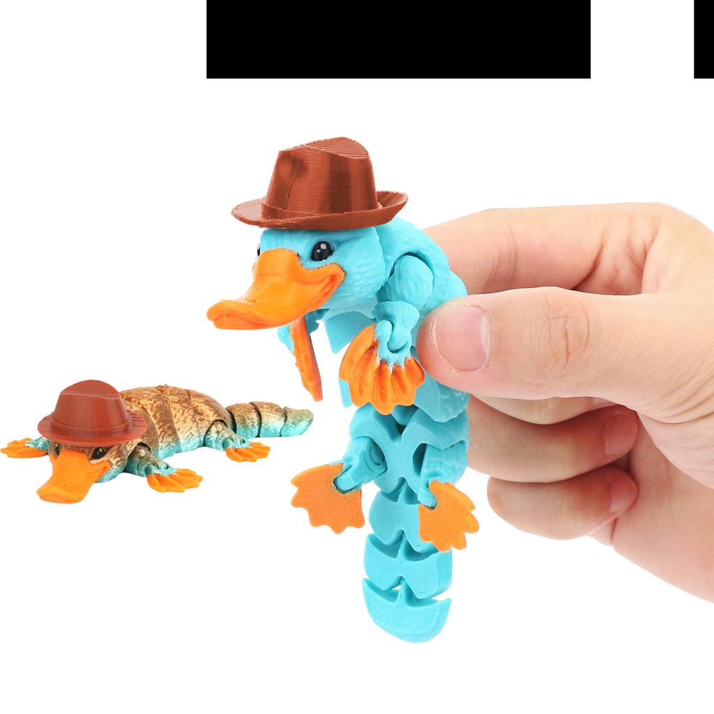 3D printed articulated platypus ornament decoration toy with hat, new unique gift figurine model