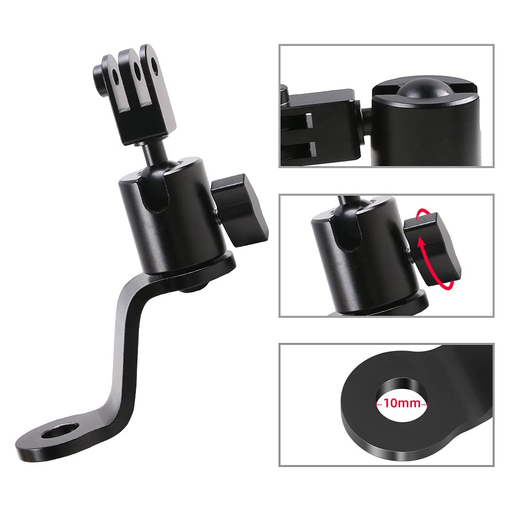 Support de fixation de rétroviseur arrière de moto en aluminium Support pour caméra de sport de moto