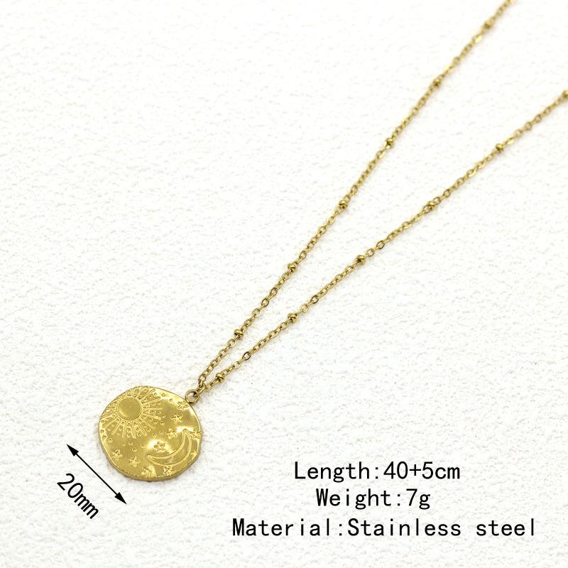 Gold-Plated Stainless Steel Women's Sun Pendant Necklace