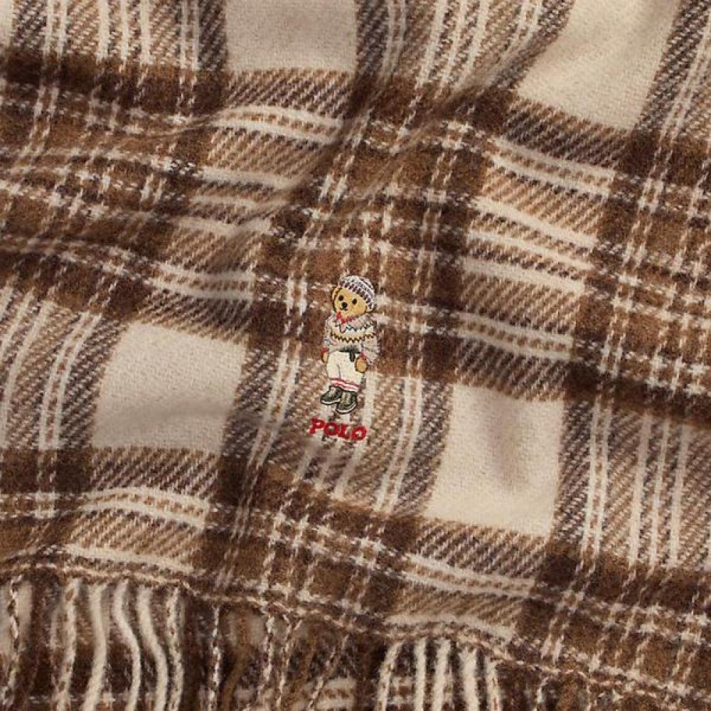 Polo Ralph Lauren Women S Polo Bear Plaid Fringe Wool Scarf wapoScv0j320378101