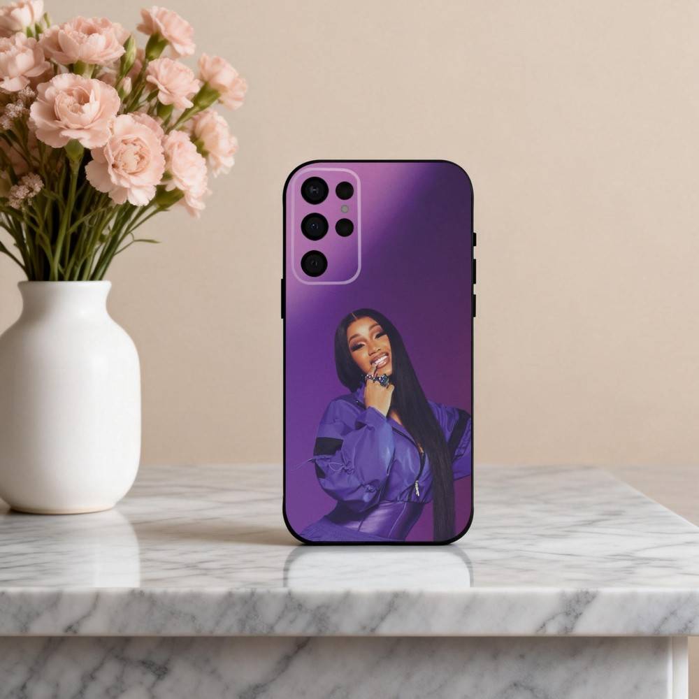 Selbstbewusste C-Cardi B Sängerin Handyhülle Für Samsung S25,24,23,22,30,21,10,9,Ultra,Plus,Lite,FE,4,5 G Weiche Schwarze Hülle